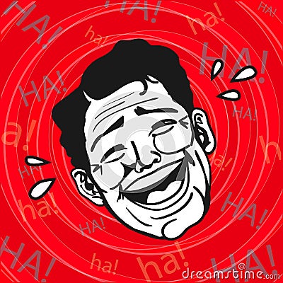 Vintage Retro Clipart : Lol, Man Laughing Out Loud Vector Illustration
