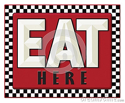 Diner Sign Retro Eat Here Stock Photo
