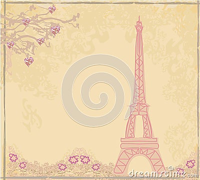 Vintage retro Eiffel tower abstract card Vector Illustration