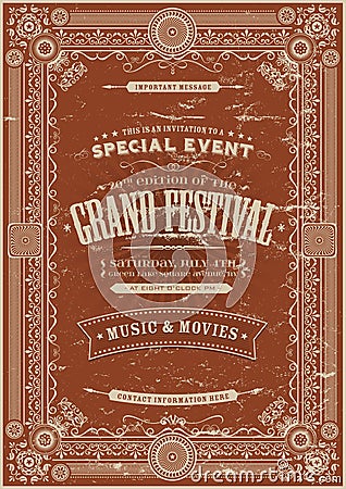 Vintage Retro Festival Poster Background Vector Illustration
