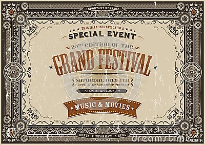 Vintage Retro Festival Poster Background Vector Illustration