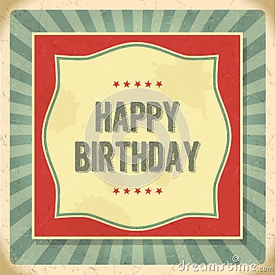 Vintage retro happy birthday card Vector Illustration