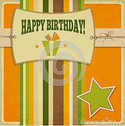 Vintage retro happy birthday card Vector Illustration