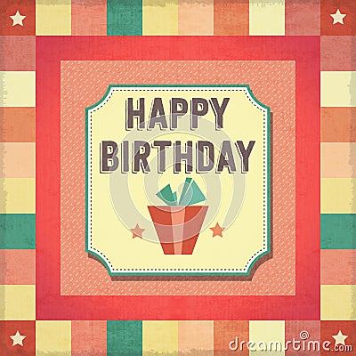 Vintage retro happy birthday card Vector Illustration