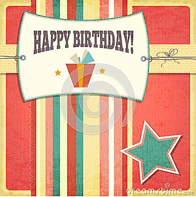 Vintage retro happy birthday card Stock Photo