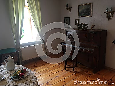 Vintage retro items in the rustic Russian house Editorial Stock Photo