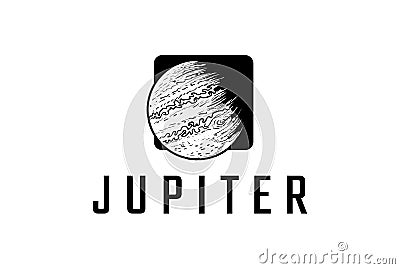 Vintage Retro Jupiter Planet Symbol for Space Science Logo Design Vector Vector Illustration