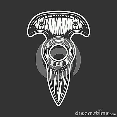 Vintage retro knuckle knife. Cold weapon in woodcut style. Vector Illustration