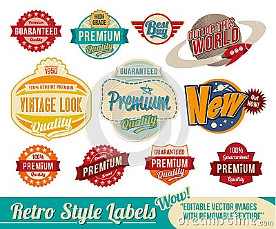 Vintage retro labels and tags Vector Illustration