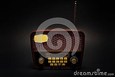 Vintage retro look MP3 player on Black Background. Stock Photo