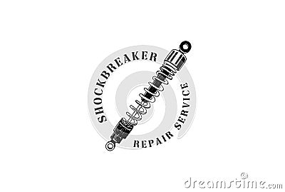 Vintage Retro Motorcycle Shock Breaker Repair Custom Service Logo Vector Illustration