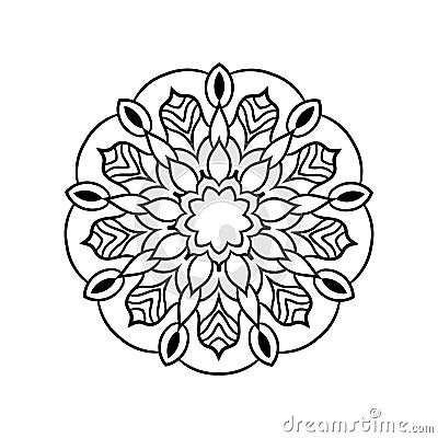 Vintage retro ornamental mandala. round symmetrical pattern Cartoon Illustration