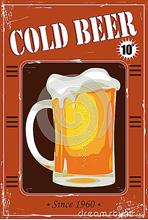 Vintage retro promotional beer poster Vector Illustration