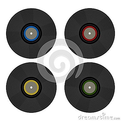 Vintage retro 80`s vinyl records. Nostalgia 80s Stock Photo