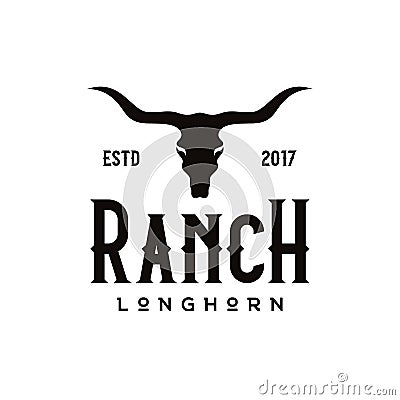 Vintage Retro Texas Longhorn Buffalo Bull Cow cattle for Western Farm Ranch Country logo design Vector Illustration