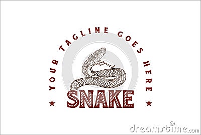 Vintage Retro Viper Cobra Anaconda Boa Snake Logo Design Vector Vector Illustration