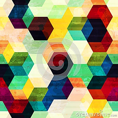 Vintage rhombus seamless pattern with grunge effect Vector Illustration