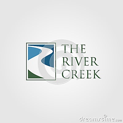 Vintage river creek logo vector designs Vector Illustration