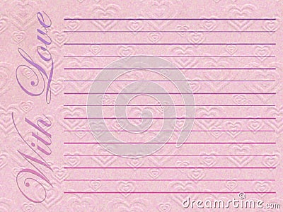 Vintage romantic letter paper with the words `With love` Vector Illustration