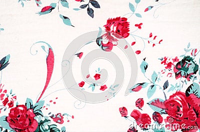 Vintage rose paint on fabric background Stock Photo