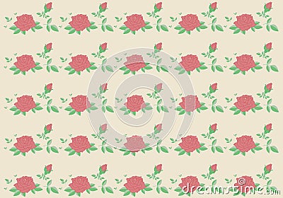 Vintage rose seamless vector pattern background. Vector Illustration