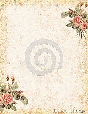 Vintage rose stationary with blank area for text Stock Photo