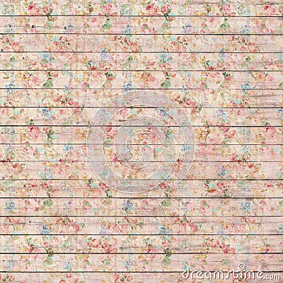 Vintage roses on wood background in pinks Stock Photo