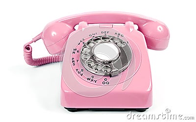 Old Vintage Rotary Dial Pink Telephone Stock Photo