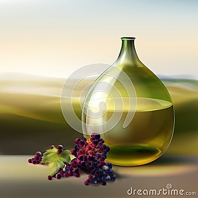 Vintage round bottle Vector Illustration