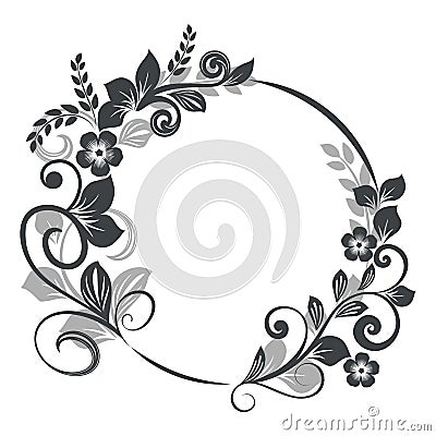 Vintage round floral frame Vector Illustration