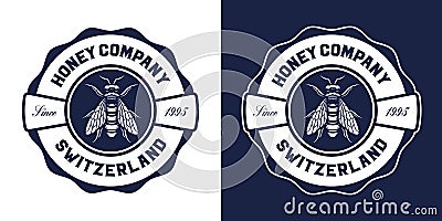 A vintage round honey badge Stock Photo