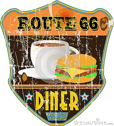 Vintage route 66 diner Vector Illustration