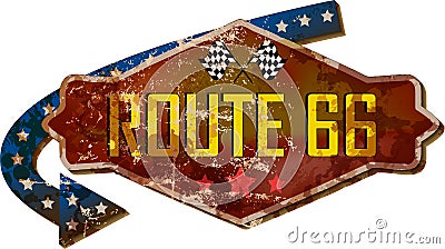 Vintage route 66,guidepost grungy vector Vector Illustration