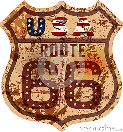 Vintage route 66 ,metal sign Vector Illustration