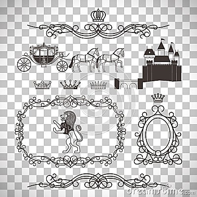 Vintage royal elements in line style Vector Illustration