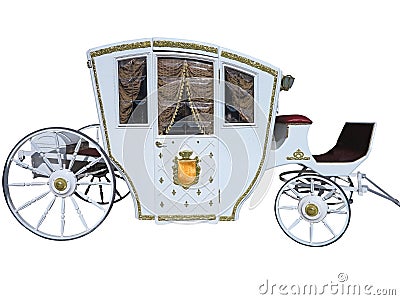 Vintage royal luxury wedding carriage isolated over white Stock Photo