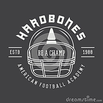 Vintage rugby and american football label, emblem or logo. Vector Illustration