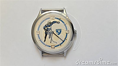 Vintage Russian mechanical watch Hockey. Editorial Stock Photo