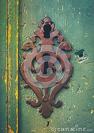 Vintage Rustic Keyhole Decoration Stock Photo