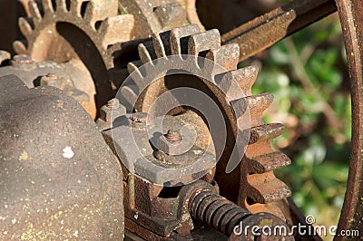 Vintage Rusty Farm Equipment Gears Stock Photo