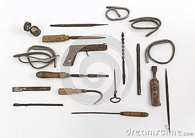 Vintage rusty object on white background Stock Photo