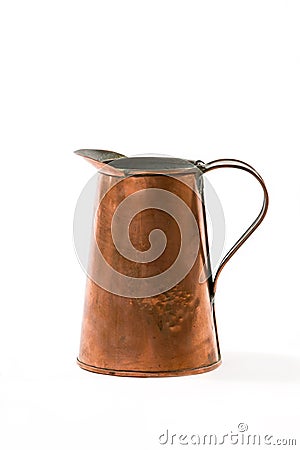 Vintage Rusty Old Fashioned Water Copper Pitcher Stock Photo