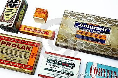 Vintage 1940s Boxes of BAYER Editorial Stock Photo