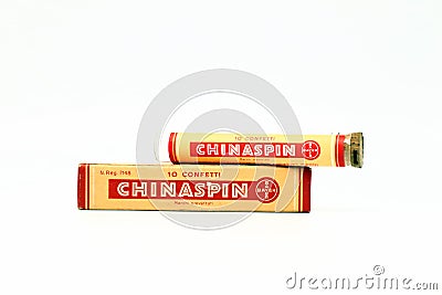 Vintage 1940s CHINASPIN Aspirin and Quinine BAYER Editorial Stock Photo