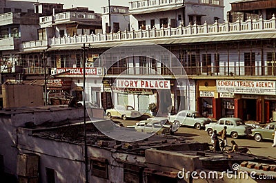 Vintage 1970's street scene of Delhi, India Editorial Stock Photo