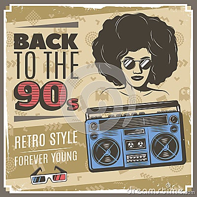 Vintage 90s Style Poster Vector Illustration