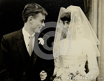 Vintage 1960s wedding photo Stock Photo