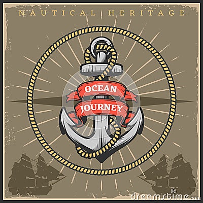 Vintage Sailor Naval Poster Vector Illustration