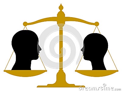 Vintage scale with male and female heads Vector Illustration