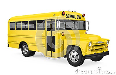 Vintage School Bus Isolated Stock Photo